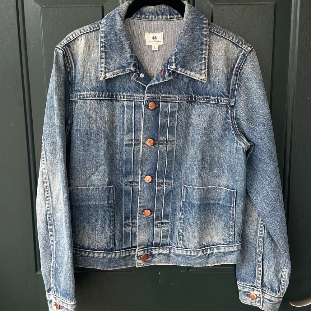 NWOT AG Adriano Goldschmied Denim Jacket Sz Small Made in USA Flattering Seaming